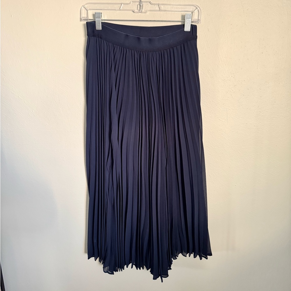 Halogen Dark Blue A-Line Pleated Skirt